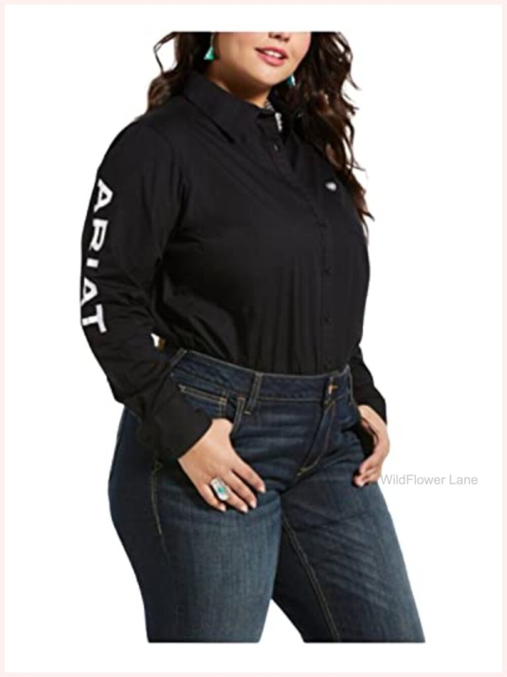 Women's Stretch Cotton Button Down Shirt Long Sleeve Cowgirl Western Top